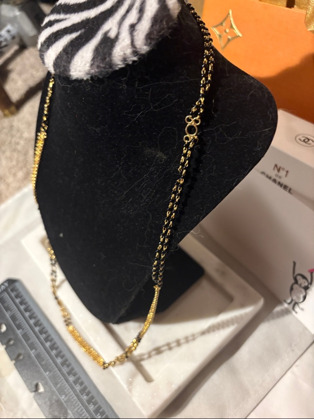 Elegant 22k Gold plated Finish Layered Necklace - Mangalsutra Style - Picture 3 of 7
